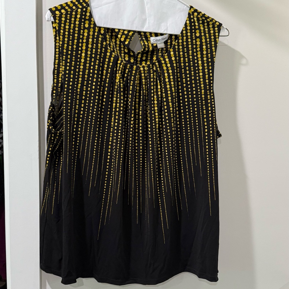 Black and Gold Calvin Klein Sleeveless Blouse